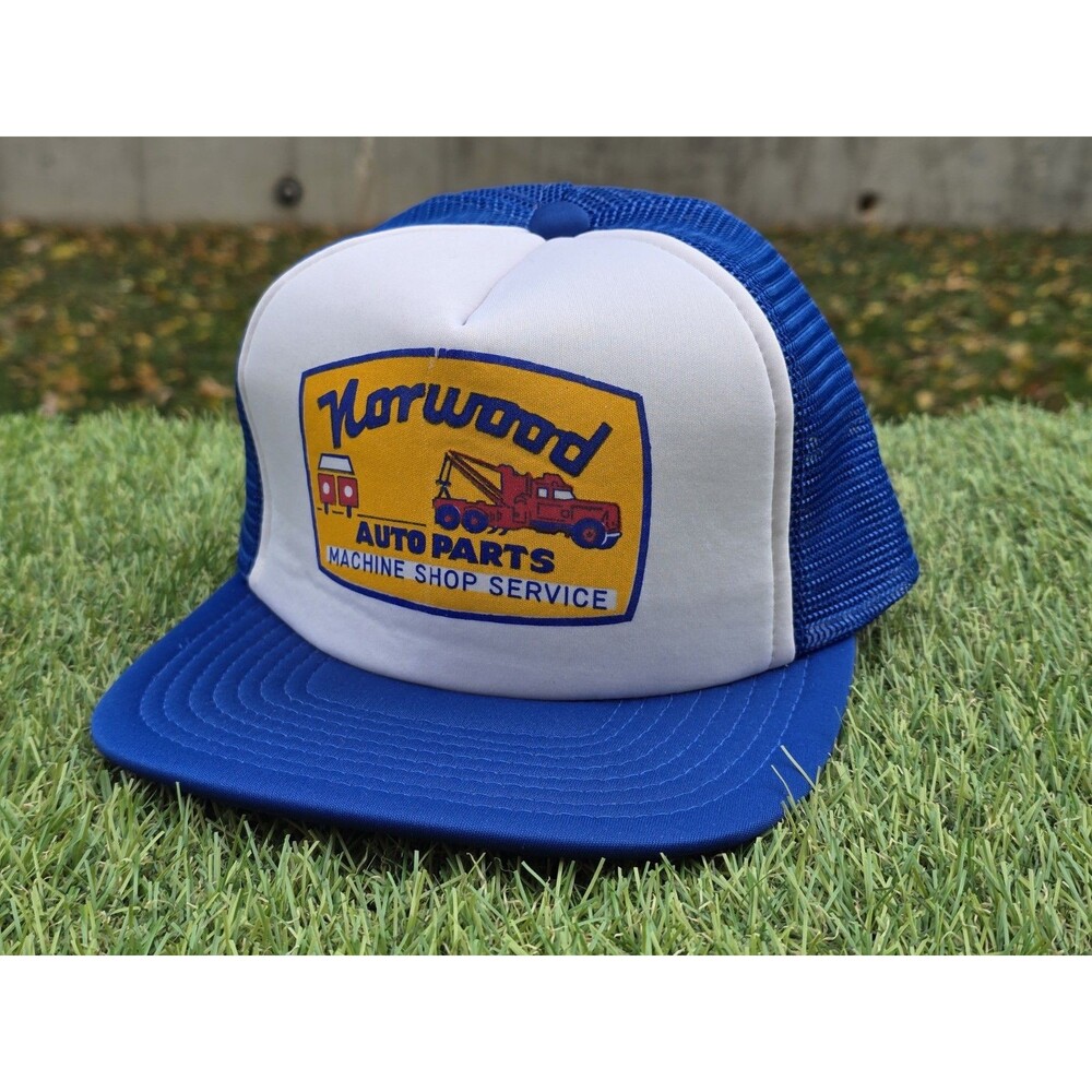 Vintage NOS Trucker Hat Snapback Foam Mesh SEGAL Norwood Auto Parts Blue White